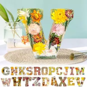 Цветочный смоляной ночник ручной работы прессованные цветы буквы лампа настольный декор светящиеся цветочные буквы орнамент подарок для мамы жены R