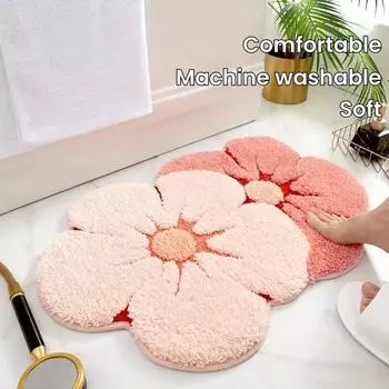 Цветочный стеганый коврик для пола, впитывающий коврик для ванной, ковер для ванной комнаты, флокированный нескользящий коврик для ванной комнаты 40*60cm