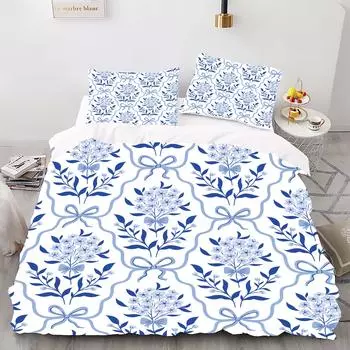 Цветочный - Стиль Цифровая Печать (Настраиваемый) Комплект постельного белья - Полиэстер - Декор спальни - 1 покрывало + 2 наволочки (нет подушки) 173x229cm