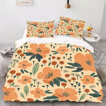 Цветочный стиль - Комплект постельного белья с цифровой печатью - Полиэстер - Декор спальни - 1 покрывало + 2 наволочки (нет подушки) 173x229cm