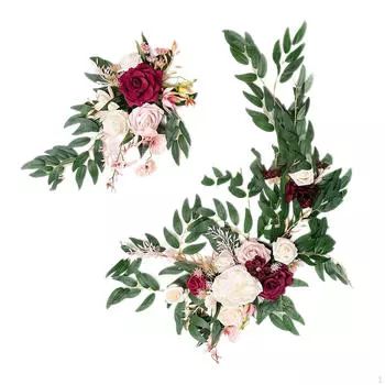 Цветочный Swag ручной работы, висящий с зелеными листьями, свадебная арка, венок из роз для фона Option 5 A