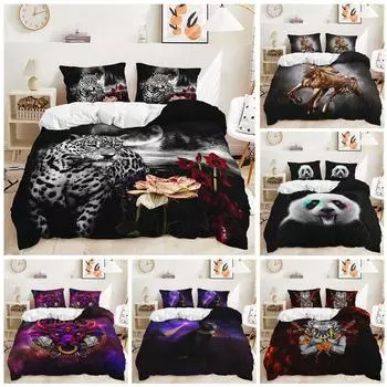 Цветочный тигр, лошадь, кошка, быки, животный принт, домашний декор, пододеяльник Doona, набор пододеяльников Single 135x200cm