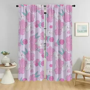 Цветочный тюль для спальни, элегантные шторы для комнаты, 2 шт., украшения на Хэллоуин, затемняющие шторы, шторы для домашнего интерьера W50xH70cmx2pcs