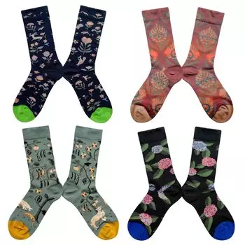 Цветочный уникальный высокий лиф для всех идеально подходит для комплекта гортензии [ETSMON] женские носки, стильные, узор, дизайн, длина, хлопок, эластичные, дышащие, зелёный