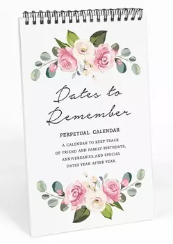 Цветочный вечный календарь Inkdotpot, важные даты для запоминания - ежемесячный и ежедневный журнал 6x9 для особых дней 9 x 6 Inches белый