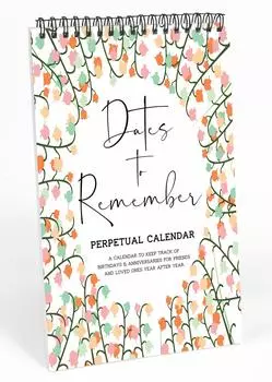 Цветочный вечный календарь Inkdotpot, важные даты для запоминания - ежемесячный и ежедневный журнал 6x9 для особых дней 9 x 6 Inches белый