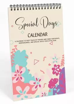 Цветочный вечный календарь Inkdotpot, важные даты для запоминания - ежемесячный и ежедневный настенный журнал 6x9 для особых дней 9 x 6 Inches бежевый