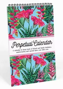 Цветочный вечный календарь Inkdotpot, важные даты для запоминания - ежемесячный и ежедневный настенный журнал 6x9 для особых дней 9 x 6 Inches светло-синий