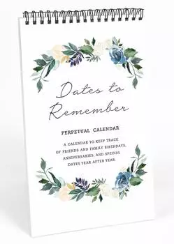 Цветочный вечный календарь Inkdotpot, важные даты для запоминания - ежемесячный и ежедневный журнал 6x9 для особых дней 9 x 6 Inches белый