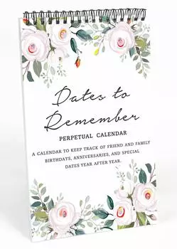 Цветочный вечный календарь Inkdotpot, важные даты для запоминания - ежемесячный и ежедневный журнал 6x9 для особых дней 9 x 6 Inches белый