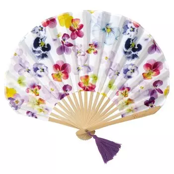 Цветочный веер в подарочной цветочной тепловом ударе [planticaWpc.] коробке, фиолетовый, женский, стильный, милый, узор, веер, кисточка, юката, кимоно, фестиваль, круто, фиолетовый