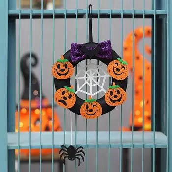 Цветочный венок, праздничные подвесные украшения для Хэллоуина, фетровая ткань, тыквенный череп, забавное украшение для домашней вечеринки, реквизит для создания атмосферы оранжевый