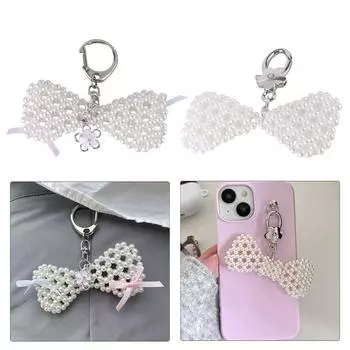 Цветочный жемчуг бант подвеска брелки милый милый кулон подвески орнамент брелок рюкзак украшение для женщин девочек T1