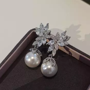 Цветочный жемчуг Корейский темперамент Вечеринка Невеста Универсальный Высокий Чувство Длинная Бахрома серебряный