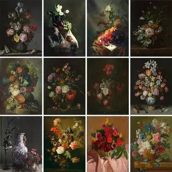 Цветок 5D DIY Алмазная картина со стразами Картина Полная круглая алмазная вышивка крестиком Набор для вышивки мозаикой Домашний декор Подарок Full Round 20x30CM