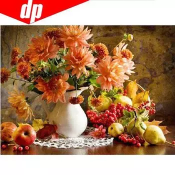 Цветок Алмазная вышивка Алмазная вышивка крестом Горный хрусталь Круглая дрель Алмазный домашний декор Картина 20X30