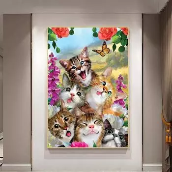 Цветок, бабочка, сад, холст, картины, постеры для селфи и принты с котом, настенные художественные фотографии для мальчиков, Настенный декор для детской комнаты, Cuadros 21x30cm No Frame