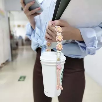 Цветок Бутылка для воды Ручка Универсальная герметичная кружка для кофе ручной работы Аксессуар Упаковочный ремень Чашка для кофе, молока и чая синий