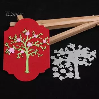 Цветок Дерево Резка Die DIY Записки Бумажная Карта Изготовление Ремесла Трафарет Плесень Декор серебряный