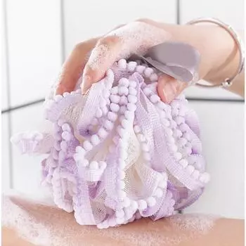 Цветок для ванны, большой шарик для ванны с жемчужинами, кружевной кружевной цветок для ванны, отшелушивающий волдырь, полотенце для женщин фиолетовый