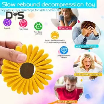 Цветок Fidget Spinner 3D Printed Весенний цветок Fidget Toy Антистрессовый цветок спиннер для домашнего офиса для взрослых и детей синий