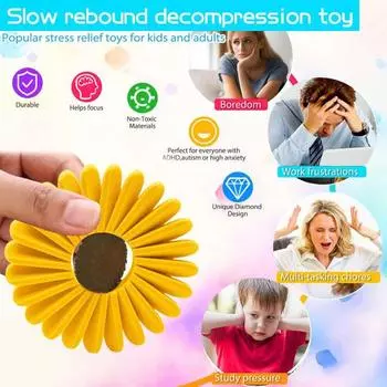 Цветок Fidget Spinner 3D Printed Весенний цветок Fidget Toy Антистрессовый цветок спиннер для домашнего офиса для взрослых и детей жёлтый