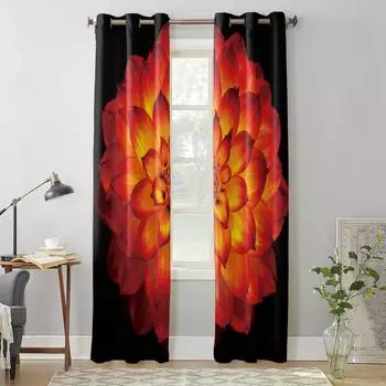 Цветок георгина Шторы на окна Гостиная Спальня Декор для окон Бытовые кухонные шторы 135W x 60H(cm) x1