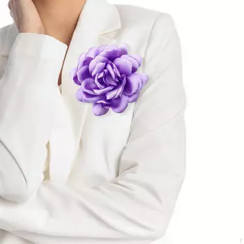 Цветок из ткани Брошь атласная Камелия для женщин Дамы Ручная работа