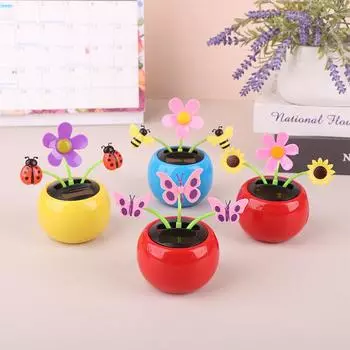 Цветок качающаяся голова автоматически качающийся подсолнух танцующий анимированный цветок игрушка автомобиль украшения интерьера стиль украшения дома 6