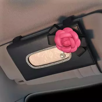 Цветок камелии Коробка для салфеток в машину Наборы полотенец Держатель для салфеток на солнцезащитный козырек автомобиля Украшение для хранения в салоне автомобиля Аксессуары для автомобиля красный