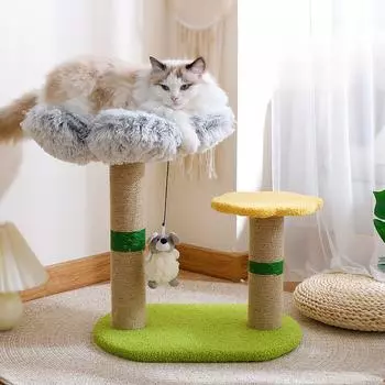 Цветок, кошка, дерево, когтеточка, маленькая домашняя кошка, башня, натуральный сизаль, когтеточка, восхождение, милый кот 50x38x56cm