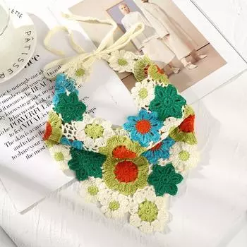 Цветок Крючком Тюрбан Шарф Резинки для Волос Женские Праздничные Приморские Вязание Винтаж Резинки для Волос Повязка на Голову Девушка Мода Аксессуары для Волос