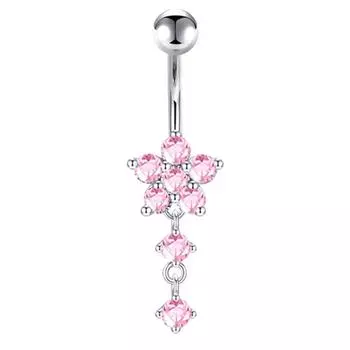 Цветок кулон сексуальный пупочный ноготь из нержавеющей стали циркон европейский и американский пупок кольцо пирсинг украшение золотой