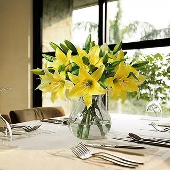 Цветок лилии, искусственное растение для дома, офиса, кафе, свадьбы, искусственный цветок жёлтый