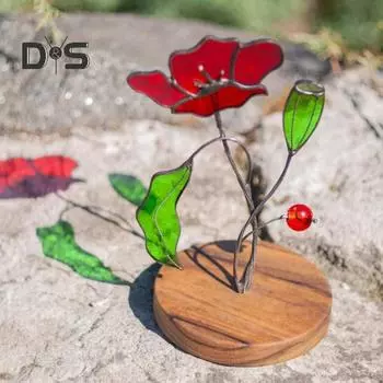 Цветок-ловец солнца, стоящее зеленое украшение из листьев с основанием, витражное украшение для стола, для сада, балкона, любителям растений, подарок B