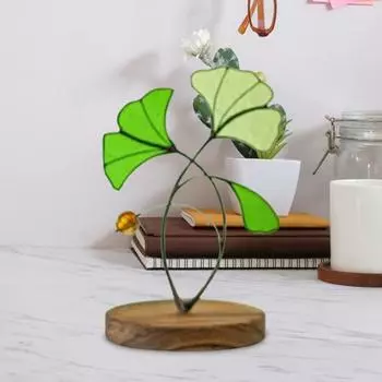 Цветок-ловец солнца, стоящее зеленое украшение из листьев с основанием, витражное украшение для стола для сада A