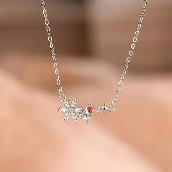 Цветок Лунный Камень Четыре Звезды Ожерелье Звезда Супер Бессмертный Циркон Ключичная Цепочка Нежный Мечтательный Ветер