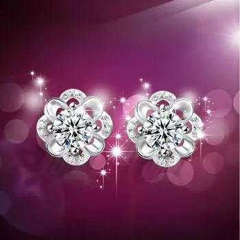 Цветок Маленькие свежие цветы Полые аксессуары Серьги Темперамент Простые модные женские вечерние повседневные аксессуары Подарок на День святого Валентина