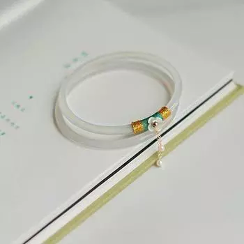 Цветок Национальный Стиль Каменный Браслет Женские Браслеты Китайский Стиль Ювелирные Изделия Антикварный Браслет 60mm белый