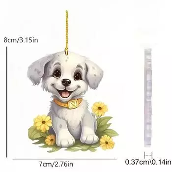 Цветок Очаровательный Желтый Акриловый Кулон Собака Очаровательное Украшение для Интерьера Автомобиля