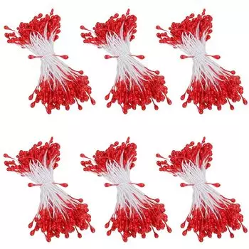 Цветок Pep Красный Материал цветка Pearl Pep Искусственный цветок Сердцевина Pep Диаметр 3 мм Длина Искусственные тычинки цветка 150 штук x 6 пучков Красный Прибл. красный