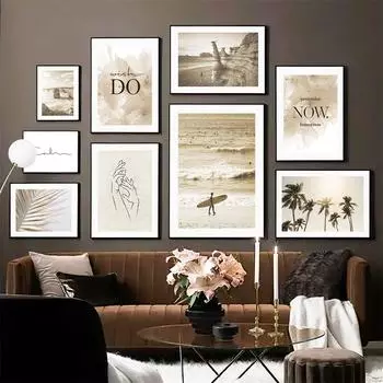 Цветок Песчаный Холм Пляж Абстрактные Линии Девушка Скандинавские Плакаты И Принты Холст Картина Настенные Картины Для Украшения Гостиной 21X30cm No Frame