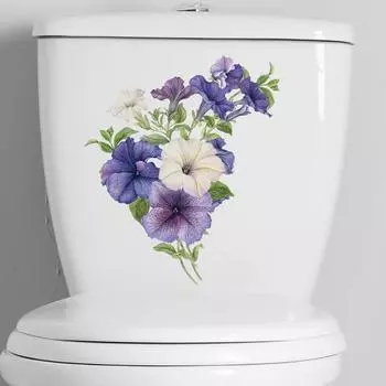 Цветок петунии наклейка для унитаза съемная самоклеящаяся водонепроницаемая ПВХ гостиная ванная комната настенное искусство цветочное