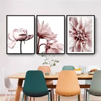 Цветок пиона, холст, картина, модная розовая роза, настенные художественные принты и постеры, скандинавская настенная картина для гостиной, домашний декор A4 21x30cm No Frame