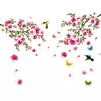 Цветок Птица Наклейка Росписи Искусства Съемный Стикер Стены Домашней Жизни