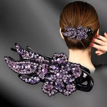 Цветок Ретро сверкающие девушки горный хрусталь шпилька корейский стиль шпилька заколки утконос женская заколка для волос J