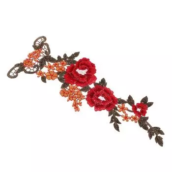 Цветок Роза Шитье Утюгом На Рукоделие Аппликация Вышивка Нашивки Кружевные Отделки Ткань Мотив Венеция - Красный