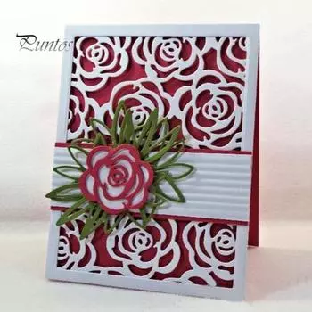 Цветок розы металлические штампы DIY скрапбук бумажная карта альбом фон трафарет серебряный