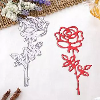 Цветок розы, ветка, вырубные штампы, металлический трафарет, сделай сам, скрапбукинг, альбом, тиснение бумажной карты, ремесло, высечка растений