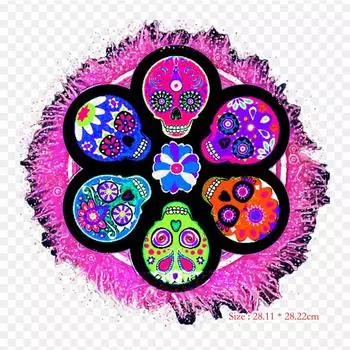 Цветок Стоковая Фотография Калавера Утюг на теплопередаче Печать виниловых патчей Наклейка для одежды DIY Аппликации Моющиеся патчи